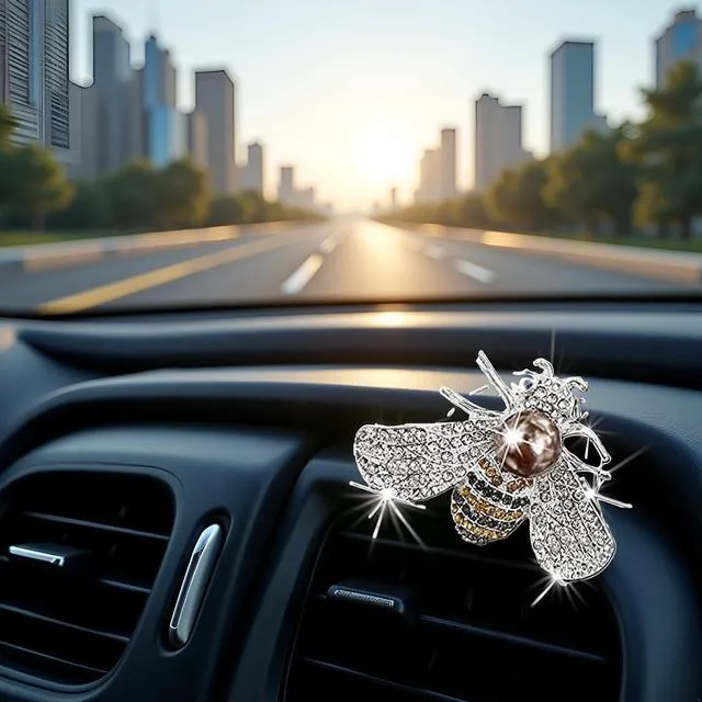 Alt view image 7 of 7 - Shiny Bee Vent Clips, Crystal Bee Car Air Freshener Vent Clip Car Bling Interior Decoration Rhinestone Cars Bling Accessories Aroma Diffusers