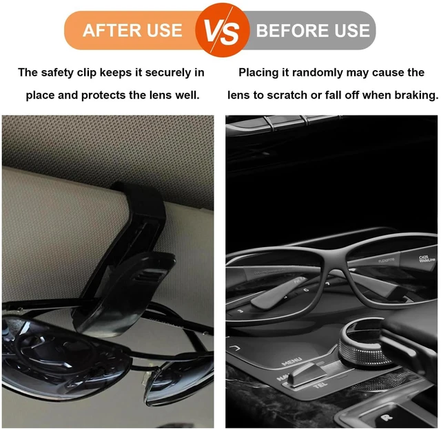 Alt view image 4 of 6 - 2 PCS Sunglass Holder for Car Sun Visor, Eyeglasses Hanger Mount Visor Organizer with Ticket Card Clip, Universal Glasses Hanger Clip Auto Interior Accessories for Car SUV Truck