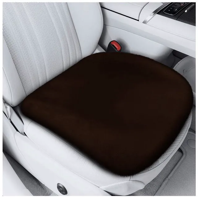 Main image of Car Seat Cushion, Breathable Soft Faux Fur Auto Driver Seat Cover, Fluffy Warm Comfort Front Seats Protector Pad, Universal Car Interior Accessories for Truck Home Office (Coffee)