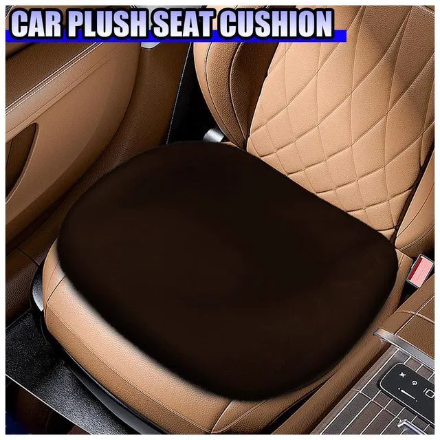 Alt view image 3 of 6 - Car Seat Cushion, Breathable Soft Faux Fur Auto Driver Seat Cover, Fluffy Warm Comfort Front Seats Protector Pad, Universal Car Interior Accessories for Truck Home Office (Coffee)