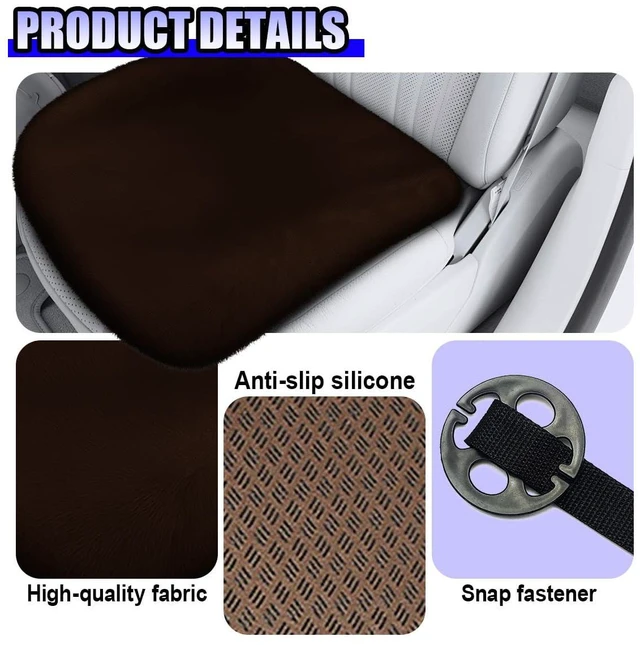 Alt view image 6 of 6 - Car Seat Cushion, Breathable Soft Faux Fur Auto Driver Seat Cover, Fluffy Warm Comfort Front Seats Protector Pad, Universal Car Interior Accessories for Truck Home Office (Coffee)