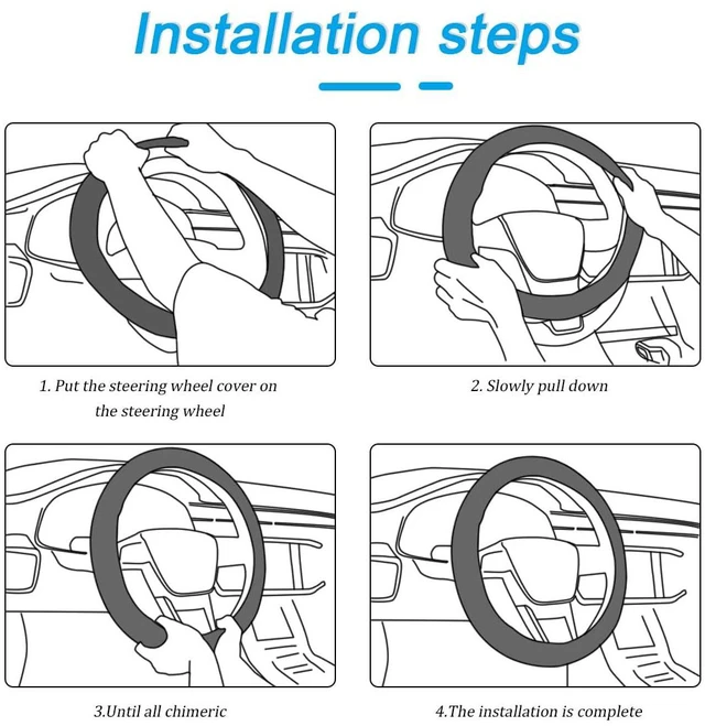 Alt view image 4 of 6 - Car Steering Wheel Cover, Leather Elastic No Inner Ring Vehicle Steering Wheel Protector for 14.5-15Inch, Anti Slip Auto Interior Protection Accessories, Universal for SUV Sedan Truck (Gray)
