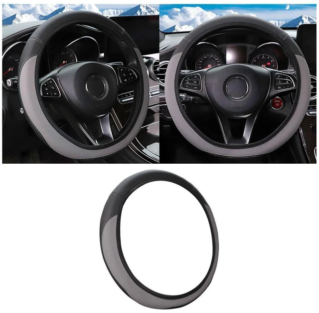 Alt view image 5 of 6 - Car Steering Wheel Cover, Leather Elastic No Inner Ring Vehicle Steering Wheel Protector for 14.5-15Inch, Anti Slip Auto Interior Protection Accessories, Universal for SUV Sedan Truck (Gray)