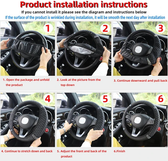 Alt view image 4 of 7 - 14.5-15 Inch Rhinestone Steering Wheel Cover, Style B, Gray | leather contact surface, elastic slip-on fit, anti-slip inner layer, fits matching diameters, car interior accessories