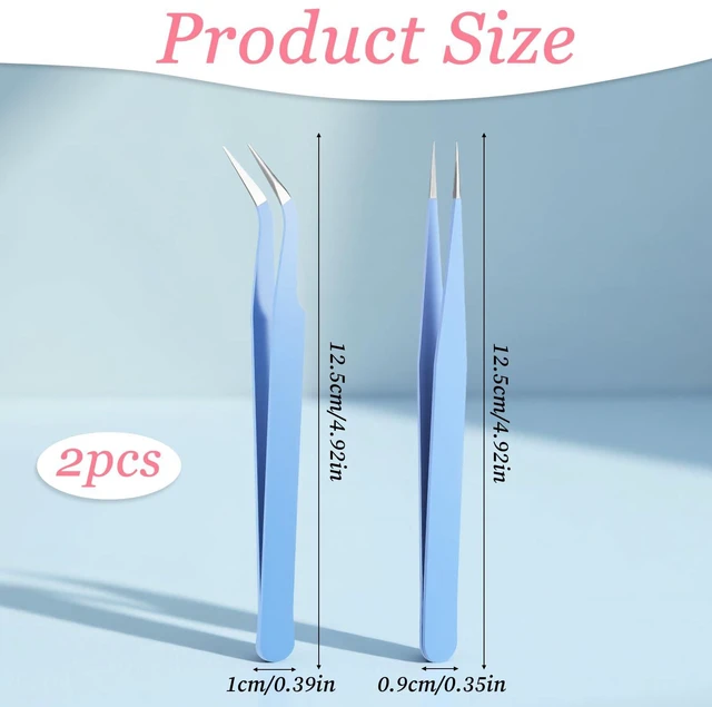 Alt view image 2 of 7 - 2 Pcs Sticker Tweezers, Craft Tweezers Scrapbooking Tools Precision Tweezer Blue Cute Crafting Tweezer for Stickers Lashes Electronics Scrapbooking (Blue)