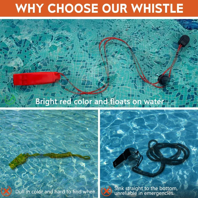 Alt view image 6 of 7 - Emergency Survival Whistles, 2 Pack Double Tube Waterproof Safety Whistle with Lanyard