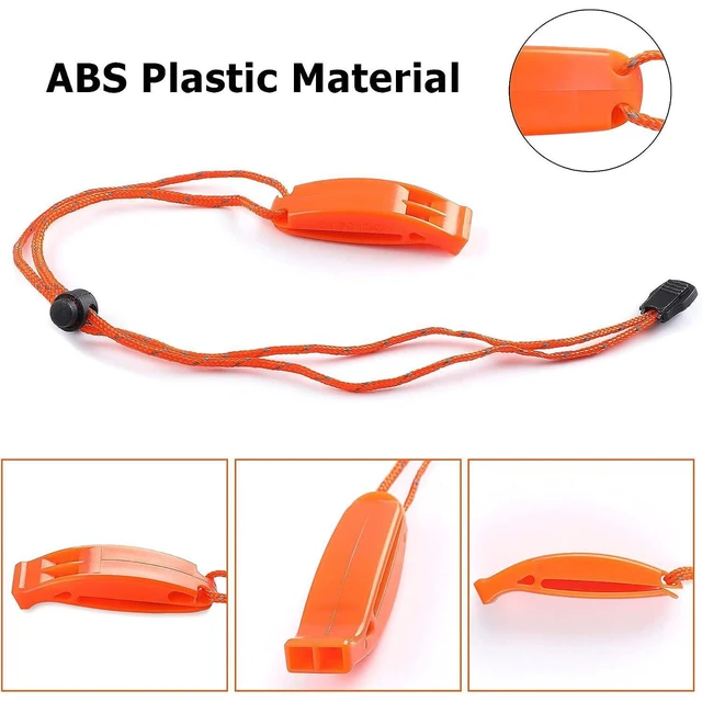 Alt view image 3 of 5 - 4PCS Outdoor Life Saving Dual Frequency Whistle Emergency Safety Whistle with Lanyard Lost Clip Survival Whistle Dolphin Tone Whistle Orange for Outdoor Adventure Home Escape Backpacking Tool