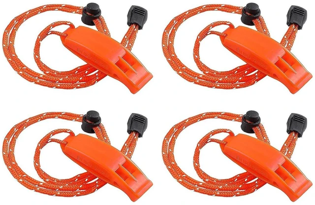 Main image of 4PCS Outdoor Life Saving Dual Frequency Whistle Emergency Safety Whistle with Lanyard Lost Clip Survival Whistle Dolphin Tone Whistle Orange for Outdoor Adventure Home Escape Backpacking Tool