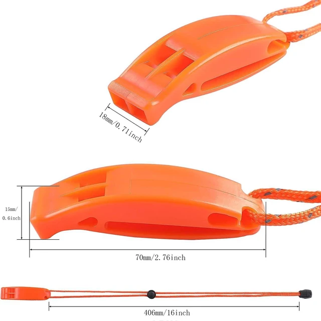 Alt view image 5 of 5 - 4PCS Outdoor Life Saving Dual Frequency Whistle Emergency Safety Whistle with Lanyard Lost Clip Survival Whistle Dolphin Tone Whistle Orange for Outdoor Adventure Home Escape Backpacking Tool