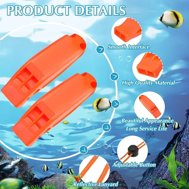 Alt view image 4 of 5 - 4PCS Outdoor Life Saving Dual Frequency Whistle Emergency Safety Whistle with Lanyard Lost Clip Survival Whistle Dolphin Tone Whistle Orange for Outdoor Adventure Home Escape Backpacking Tool