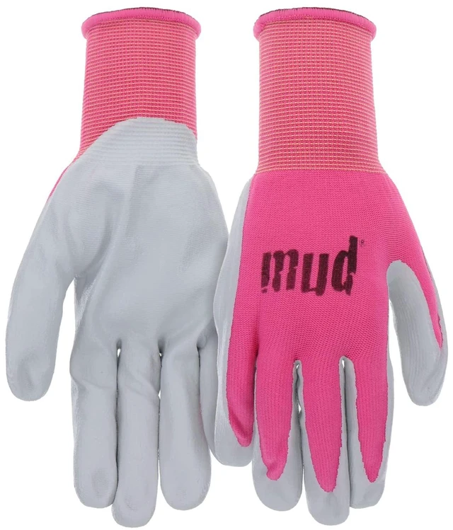 Main image of Women's Nylon Seamless Knit and Flexible Nitrile Coated Palm Garden Gloves, Water Resistant, Superior Grip, Abrasion Resistant, Pink, X-Small (MD31031SP-WXS)