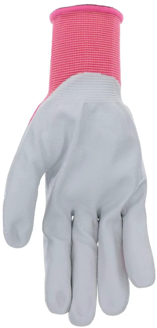 Alt view image 2 of 5 - Women's Nylon Seamless Knit and Flexible Nitrile Coated Palm Garden Gloves, Water Resistant, Superior Grip, Abrasion Resistant, Pink, X-Small (MD31031SP-WXS)