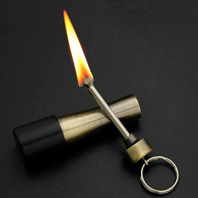 Alt view image 2 of 7 - Matchstick Fire Starter, Permanent Flint Match Kerosene Refillable Keychain Lighter Waterproof Fire Starter Outdoor Emergency Survival Gear