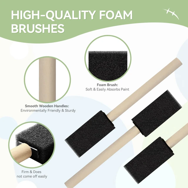 Alt view image 3 of 7 - 20 Pcs Foam Paint Brushes, 1'' Sponge Paint Brush, Foam Brushes for Painting, Craft, Staining, Varnish, Touch Up