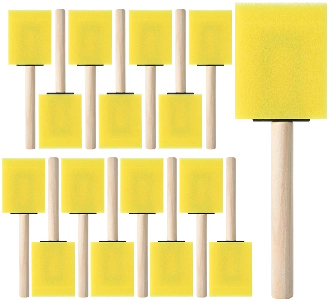 Main image of Foam Paint Brushes, 2", 16 Pack, Yellow Sponge Brushes for Painting, Staining