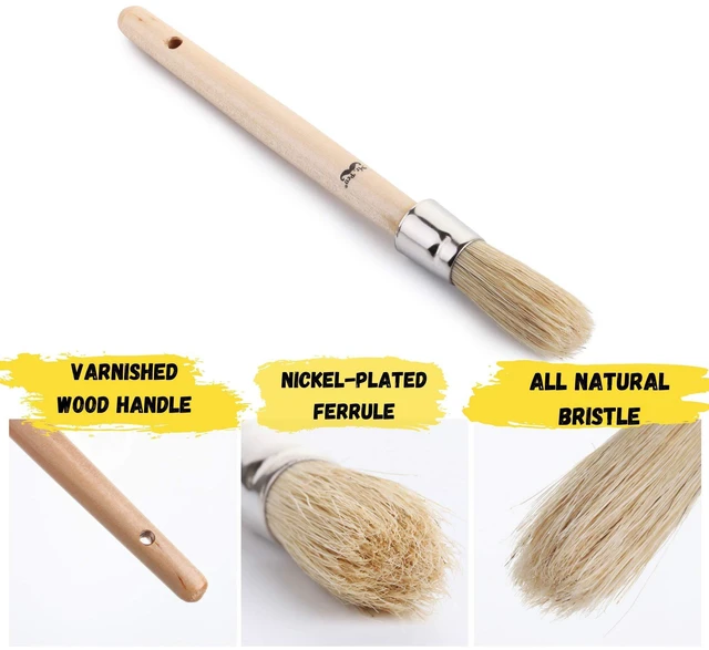 Alt view image 3 of 7 - Chalk Paint Brush, 0.7 Inch Round Wax Brush for Furniture | Chalk Paint Brushes