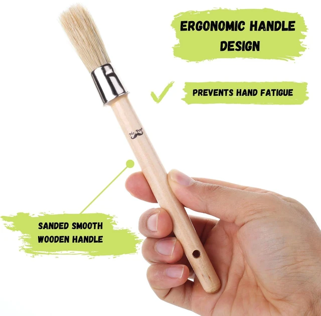 Alt view image 4 of 7 - Chalk Paint Brush, 0.7 Inch Round Wax Brush for Furniture | Chalk Paint Brushes