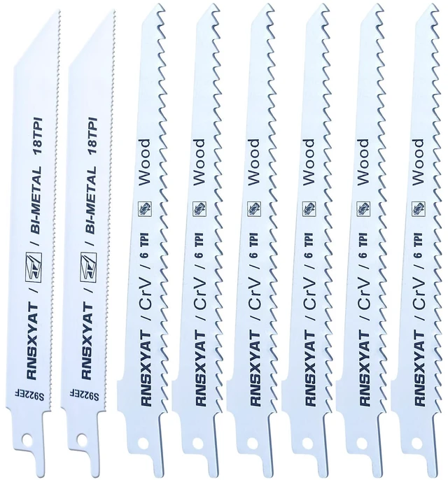 Main image of 8PCS Reciprocating Saw Blades for Wood Pruning and Carbide Metal Blade | Including Premium 6Pcs Woodcutting & 2Pcs Carbide Metal Blade with Storage Case (6in 6TPI + 6in18TPI) by RNSXYAT