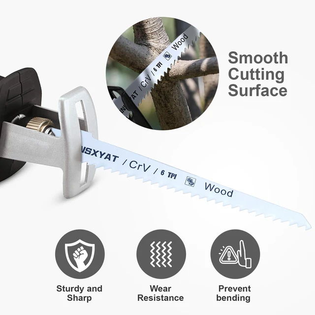 Alt view image 5 of 7 - 8PCS Reciprocating Saw Blades for Wood Pruning and Carbide Metal Blade | Including Premium 6Pcs Woodcutting & 2Pcs Carbide Metal Blade with Storage Case (6in 6TPI + 6in18TPI) by RNSXYAT