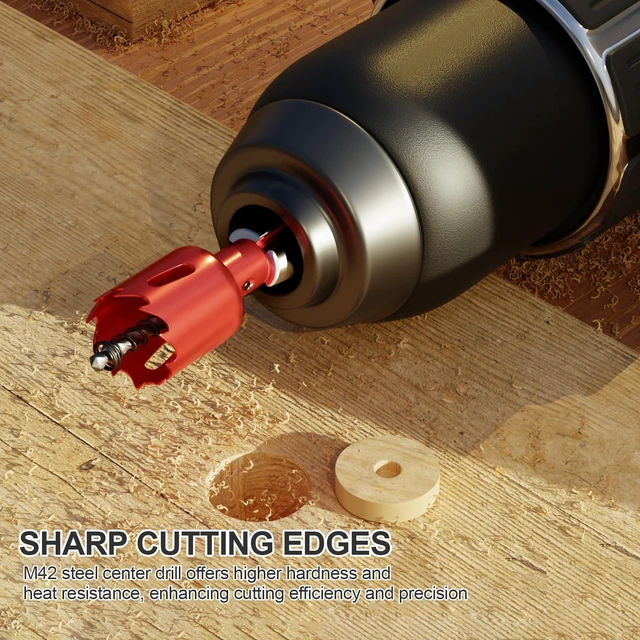 Alt view image 3 of 6 - 25/32" (20mm) Bi-Metal M42 High Speed Steel Hole Saw | with Pilot Drill Bit, Smooth Cutting Edge for PVC, Drywall, Wood, Plastic, Gypsum Board, Rubber, Thin Metal