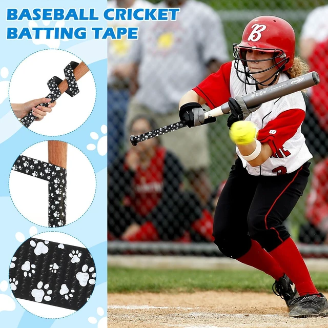 Alt view image 4 of 7 - Bat Grip Tapes for Baseball & Softball 1.1mm Precut Full Adhesive Non-Slip Softball Bat Wrap Cricket Batting Tape Replacement for Old Baseball Bats Grip(Black,Paw)