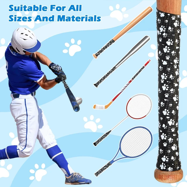 Alt view image 3 of 7 - Bat Grip Tapes for Baseball & Softball 1.1mm Precut Full Adhesive Non-Slip Softball Bat Wrap Cricket Batting Tape Replacement for Old Baseball Bats Grip(Black,Paw)