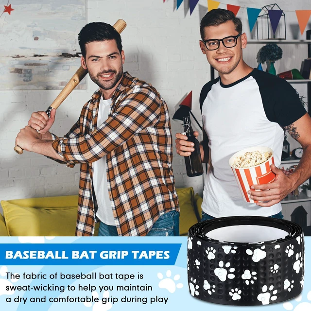 Alt view image 6 of 7 - Bat Grip Tapes for Baseball & Softball 1.1mm Precut Full Adhesive Non-Slip Softball Bat Wrap Cricket Batting Tape Replacement for Old Baseball Bats Grip(Black,Paw)