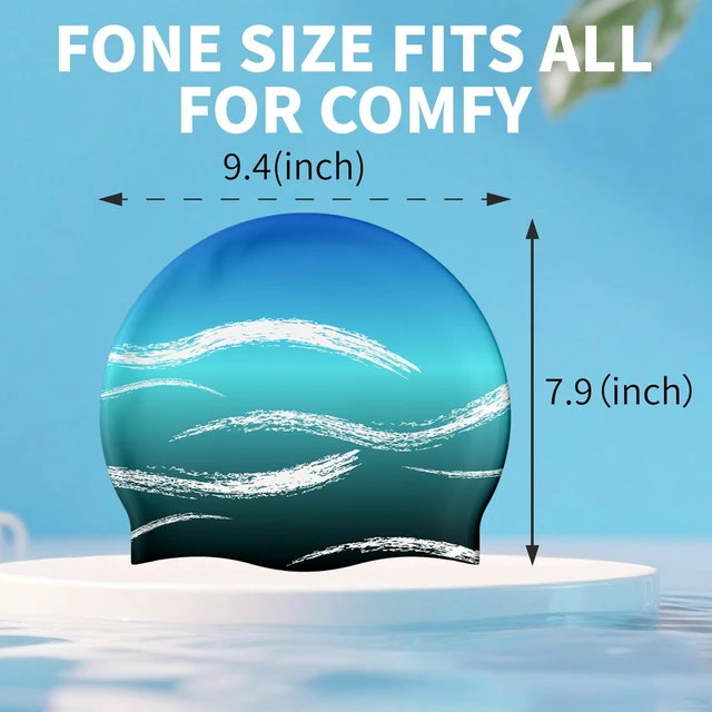 Alt view image 4 of 7 - Swim Cap for Long Hair, Durable Silicone Swimming Caps for Women Adults Youths, Non-Slip Waterproof Swim Cap to Keep Hair Dry (Blue)