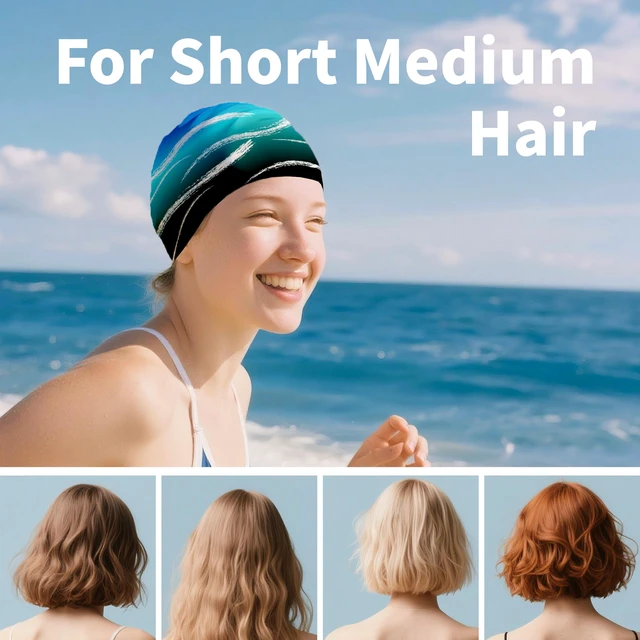 Alt view image 6 of 7 - Swim Cap for Long Hair, Durable Silicone Swimming Caps for Women Adults Youths, Non-Slip Waterproof Swim Cap to Keep Hair Dry (Blue)