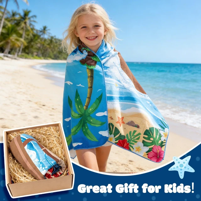 Alt view image 5 of 6 - Cartoon Ocean Girl Beach Towel for Kids, 30 x 60 inch Hawaii Tropical Luau Movie Thin Microfiber Sand Free Quick Dry Bath Pool Towel Blanket for Children Summer Pool Party Swimming Sport