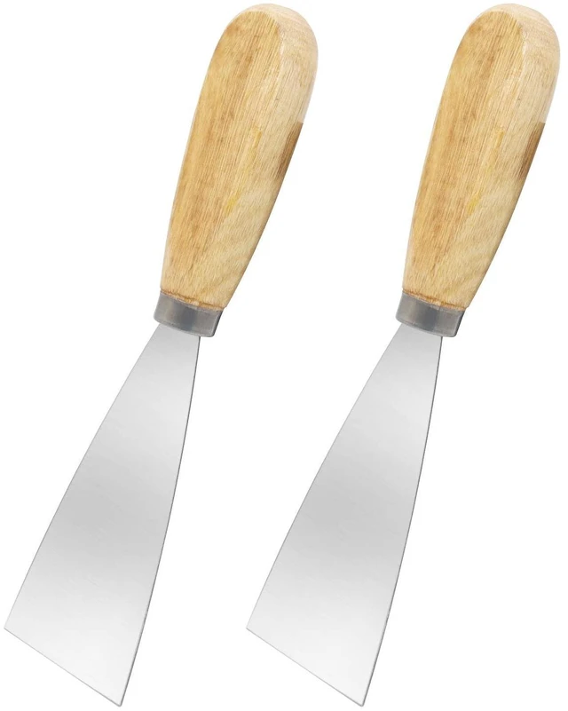 Main image of Putty Knife, 2 PCS 2 Inch Metal Scraper, wooden Handle Spackle Knives for Drywall, Decals, Wall paper, Patching, Painting, Taping, Scraping Coating