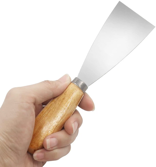 Alt view image 5 of 5 - Putty Knife, 2 PCS 2 Inch Metal Scraper, wooden Handle Spackle Knives for Drywall, Decals, Wall paper, Patching, Painting, Taping, Scraping Coating