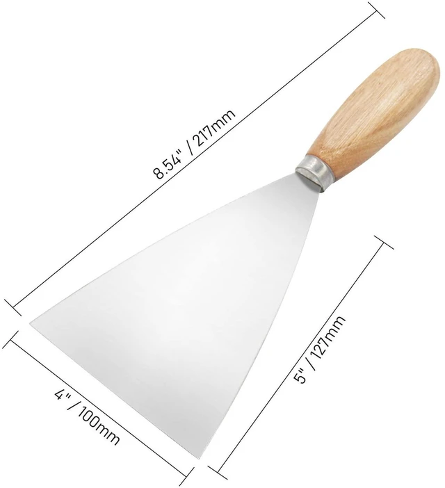 Alt view image 2 of 5 - Putty Knife, 4 Inch Metal Scraper, wooden Handle Spackle Knives for Drywall, Decals, Wall paper, Patching, Painting, Taping, Scraping Coating