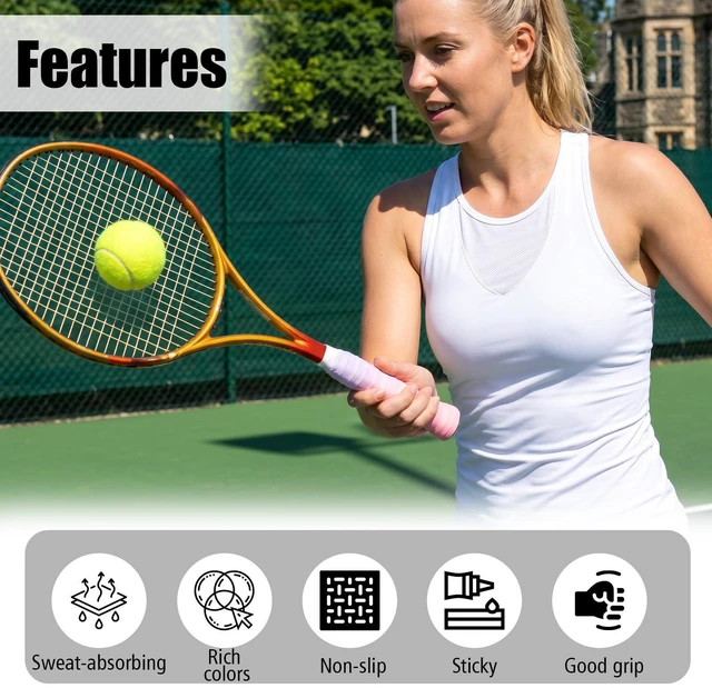 Alt view image 4 of 7 - 6Pcs Tennis Racket Grip Tape, Non-Slip Absorbent Tennis Grip Tapes | Gradient Color, Tennis Racket Grips Tape for Tennis Pickleball Badminton Golf Baseball Bat