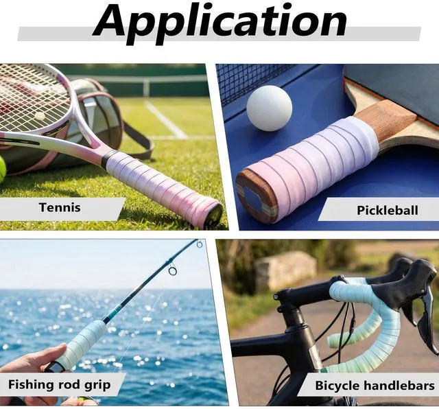 Alt view image 7 of 7 - 6Pcs Tennis Racket Grip Tape, Non-Slip Absorbent Tennis Grip Tapes | Gradient Color, Tennis Racket Grips Tape for Tennis Pickleball Badminton Golf Baseball Bat