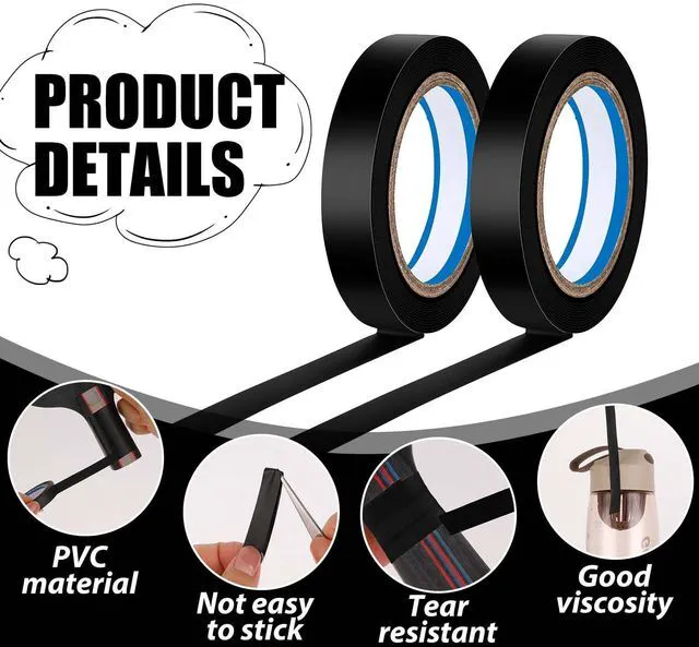 Alt view image 3 of 7 - 2 Rolls Finishing Tape Tennis Racket, 0.39 Inch × 11 Yards Grip Tennis Finishing Tape PVC Tennis Badminton Racquet Grip Tape Tennis Racket Wrap Grip Vinyl Extra Racquet Tape for Tennis Badminton
