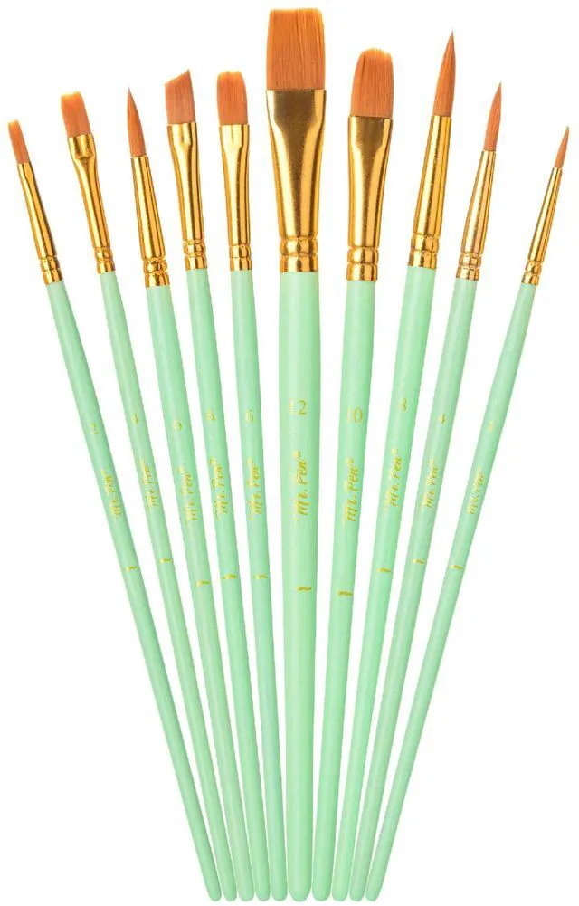 Main image of Acrylic Paint Brushes Set, 10 Pack, Round & Pointed Tip | Nylon Hair Artist Brushes for Watercolor, Oil, Rock, Face, Nail, Miniature, Canvas, Detailing, Drawing, Art Supplies