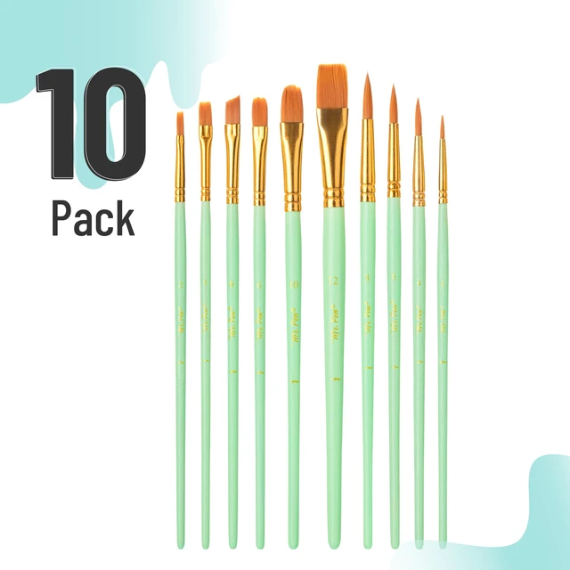 Alt view image 2 of 7 - Acrylic Paint Brushes Set, 10 Pack, Round & Pointed Tip | Nylon Hair Artist Brushes for Watercolor, Oil, Rock, Face, Nail, Miniature, Canvas, Detailing, Drawing, Art Supplies