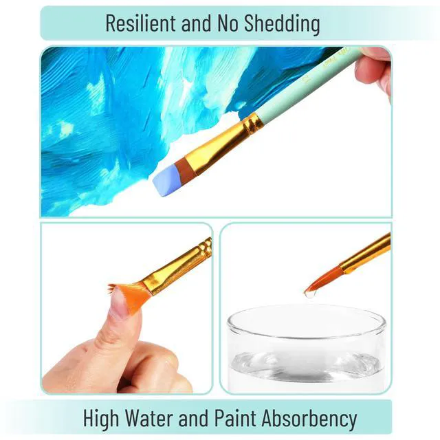 Alt view image 6 of 7 - Acrylic Paint Brushes Set, 10 Pack, Round & Pointed Tip | Nylon Hair Artist Brushes for Watercolor, Oil, Rock, Face, Nail, Miniature, Canvas, Detailing, Drawing, Art Supplies
