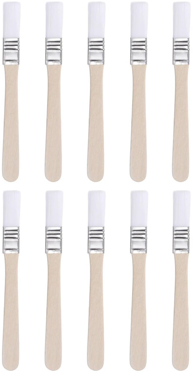 Main image of 10Pcs 0.5" Width Small Paint Brush Nylon Bristle White | w/ Wood Handle Tool