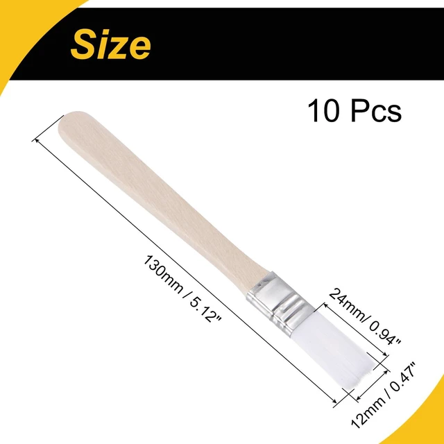 Alt view image 2 of 5 - 10Pcs 0.5" Width Small Paint Brush Nylon Bristle White | w/ Wood Handle Tool
