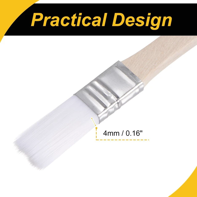 Alt view image 3 of 5 - 10Pcs 0.5" Width Small Paint Brush Nylon Bristle White | w/ Wood Handle Tool
