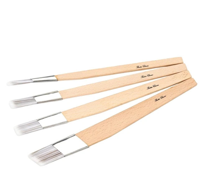 Main image of Detail Trim Paint Brushes, 4 Pack, 6/12/16/25mm, Angled Cutting-in Brushes with Wooden Handles & Synthetic Bristles for Precise Edging, Touch-Ups, Door Frames, Baseboards & Painting Projects