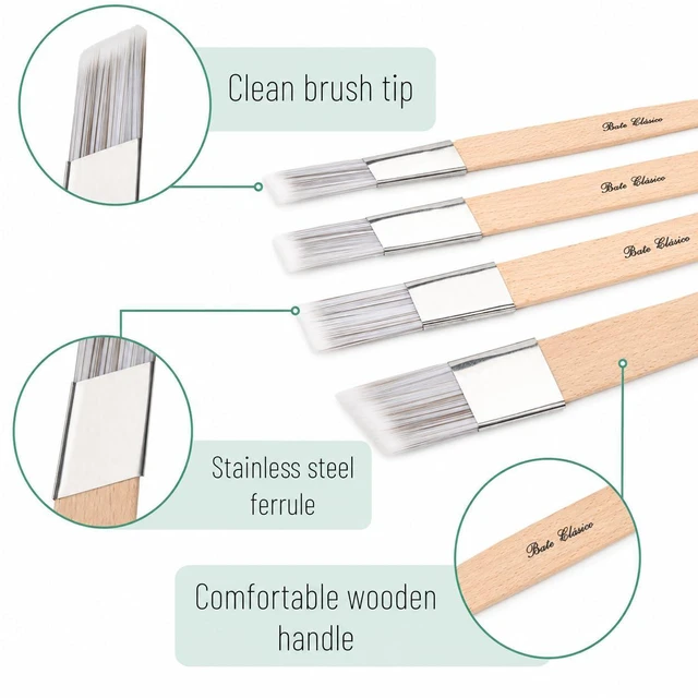 Alt view image 3 of 6 - Detail Trim Paint Brushes, 4 Pack, 6/12/16/25mm, Angled Cutting-in Brushes with Wooden Handles & Synthetic Bristles for Precise Edging, Touch-Ups, Door Frames, Baseboards & Painting Projects