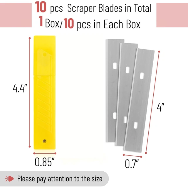Alt view image 2 of 6 - Replacement Scraper Blades, 4 Inch, 10 Pcs, Scraper Blades, Floor Scrapper Blade, Replacement Razor Blades, Carbon Steel Razor Blades, Paint Scraper Blades, 4 Inch Scraper Blades