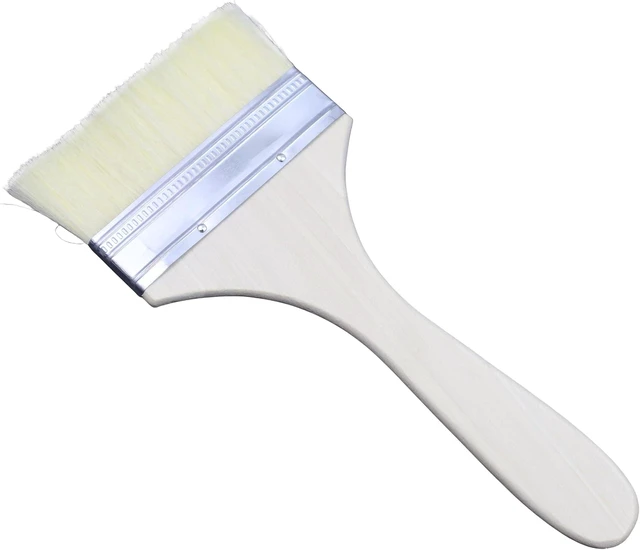 Main image of Flat Paint Brush, 4-Inch Bristle Artist Brush for Oil & Acrylic | Natural wool bristles, hardwood handle, 4", secure binding, for oil, acrylic, watercolor, canvas, pottery, DIY