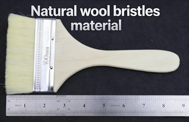 Alt view image 6 of 7 - Flat Paint Brush, 4-Inch Bristle Artist Brush for Oil & Acrylic | Natural wool bristles, hardwood handle, 4", secure binding, for oil, acrylic, watercolor, canvas, pottery, DIY