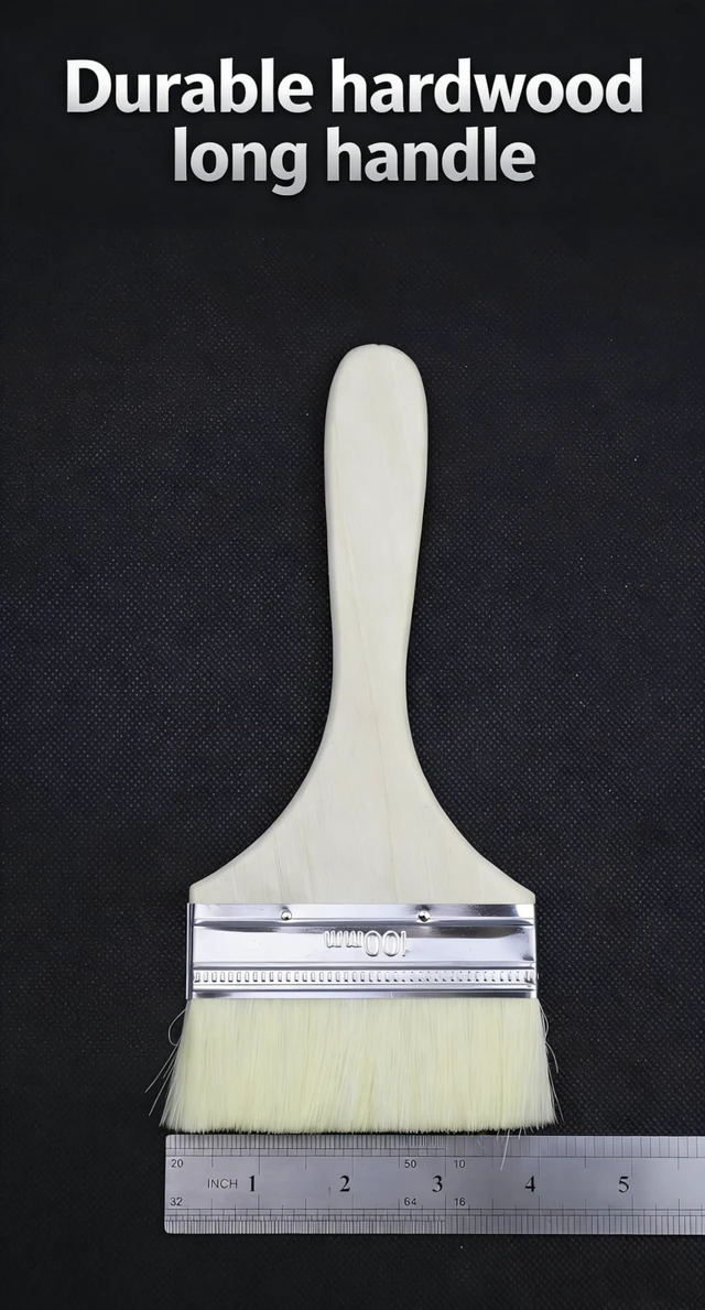 Alt view image 7 of 7 - Flat Paint Brush, 4-Inch Bristle Artist Brush for Oil & Acrylic | Natural wool bristles, hardwood handle, 4", secure binding, for oil, acrylic, watercolor, canvas, pottery, DIY