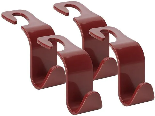 Main image of 4 Pack Car Headrest Hooks - Universal Auto Hooks, Back Seat Hangers, Storage Organizer (Brown)