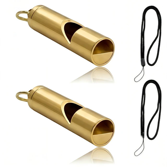 Main image of 2 Pack Loudest Brass Whistle Premium Emergency Whistle,Fit for Outdoor Camping Survival Whistle On The Key Chain or Hang Around Your Neck